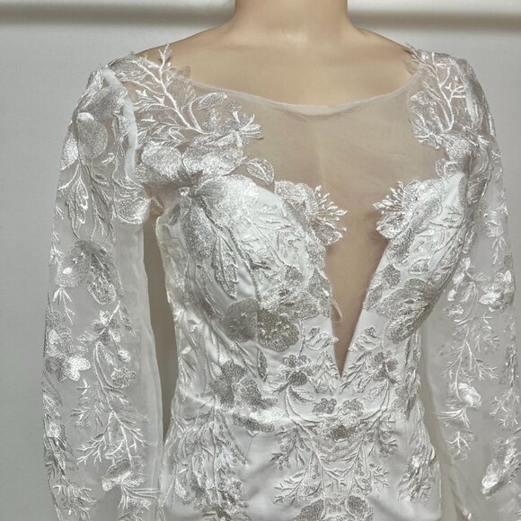 Lulus Wedding Eternity With You White Lace Long Sleeve Dress Size 2 - Picture 10 of 15